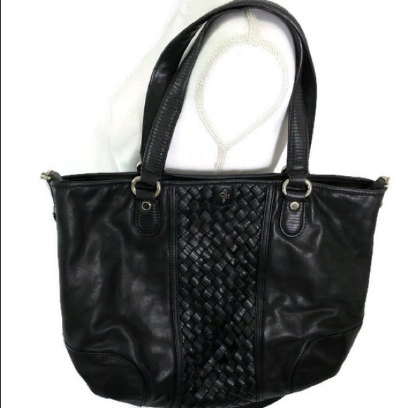 Cole Haan Handbags - Cole Haan Black Devin Woven Leather Tote Bag